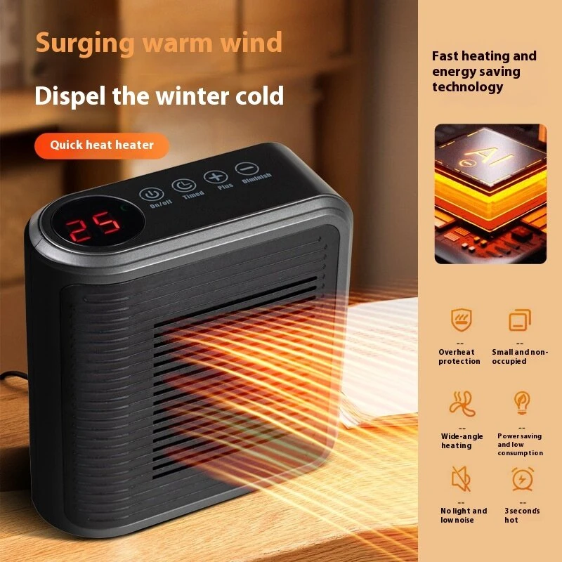 (image for) 800W Multi-functional Mini Heater Wall Mounted Heater Touch Timing Hot Air Heater 220V Hot Air Fan PTC Ceramic Heating