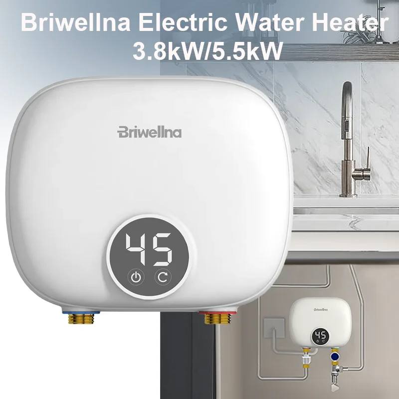 (image for) Briwellna P32 Tankless Water Heater 110V/220V On-Demand Hot Water Compact Size Smart Protection for Kitchen,Bathroom,Balcony