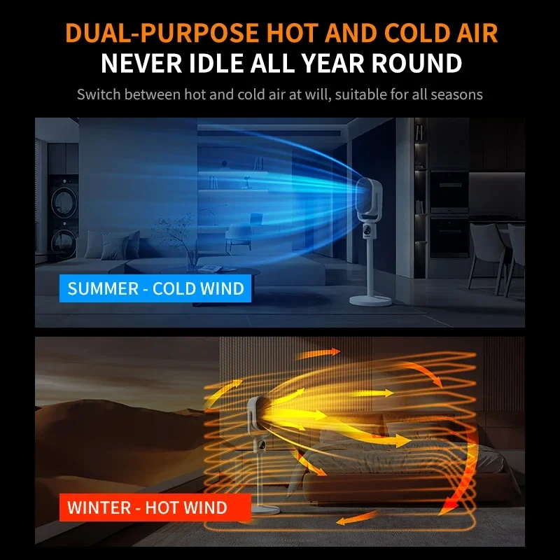 (image for) Household Vertical Heater Electric Heater with Remote Control Night light LED Display Shaking Head Heater High Power Cold & Warm Dual Purpose Heater